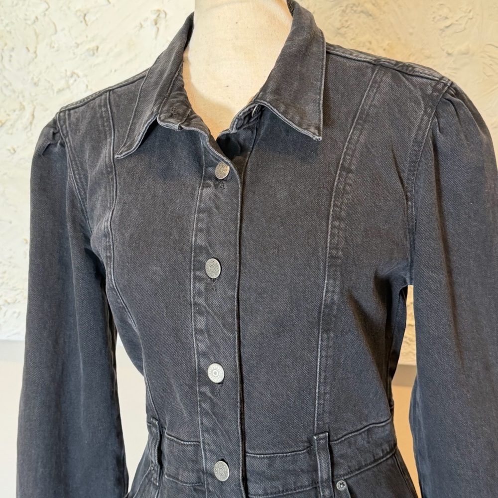 Boyish Denim Dress Womens Black Washed Gray Emmet Moonfleet Button Front Sz S - Picture 4 of 10